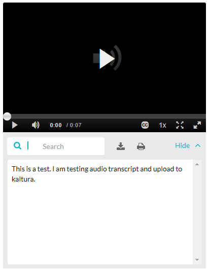 Audio recording with the interactive transcript and video controls